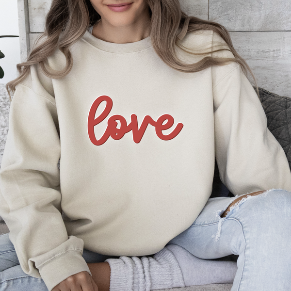 Love Sweatshirt Valentine's Unisex Puff Fleece Crewneck