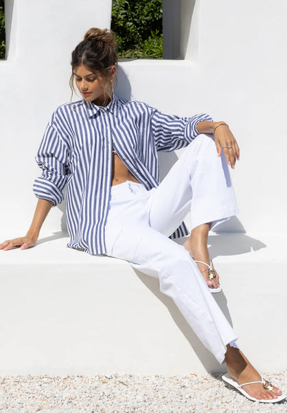 VELVET HEART WAYLON NAVY STRIPE SHIRT