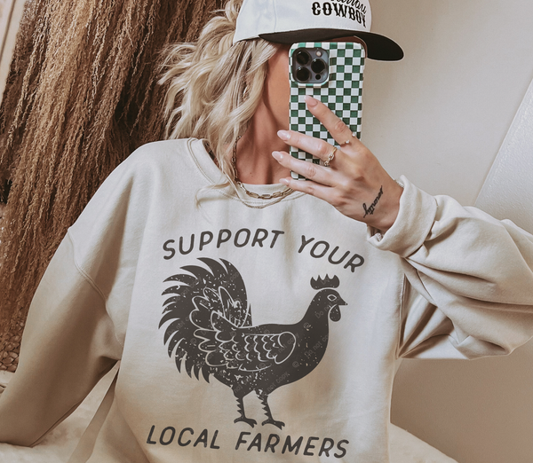 STRONG N FREE UNISEX Country  Support Your Local Famers SWEATSHIRT