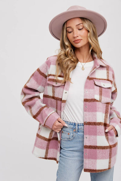 BLUIVY PLAID BRUSHED FLANNEL SHACKET