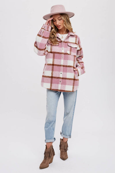 BLUIVY PLAID BRUSHED FLANNEL SHACKET