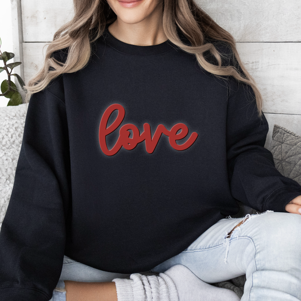 Love Sweatshirt Valentine's Unisex Puff Fleece Crewneck