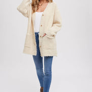 BLUIVY BUTTONED BOUCLE CARDIGAN