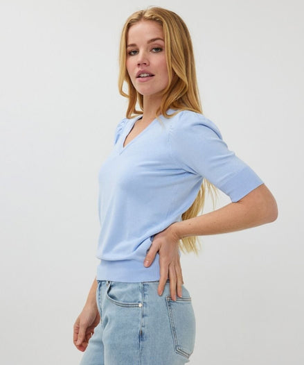 Esqualo Sweater V/neck gathering sive basic knit