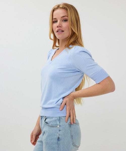 Esqualo Sweater V/neck gathering sive basic knit