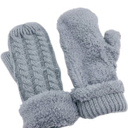 JC SUNNY Reversible Twisted & Sherpa Fleece Mittens