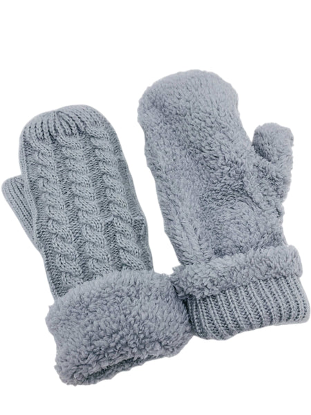 JC SUNNY Reversible Twisted & Sherpa Fleece Mittens