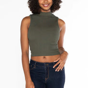 C'EST MOI BAMBOO RIB MOCK NECK SHORT SLEEVE