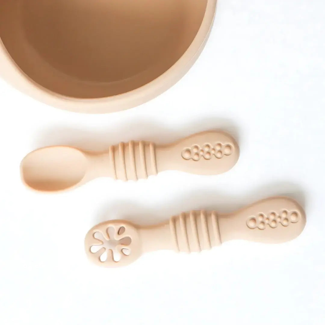Baby bliss Infant Training Spoons for Self Feeding - Almond