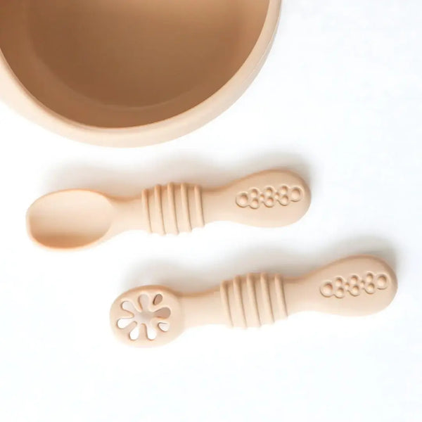 Baby bliss Infant Training Spoons for Self Feeding - Almond
