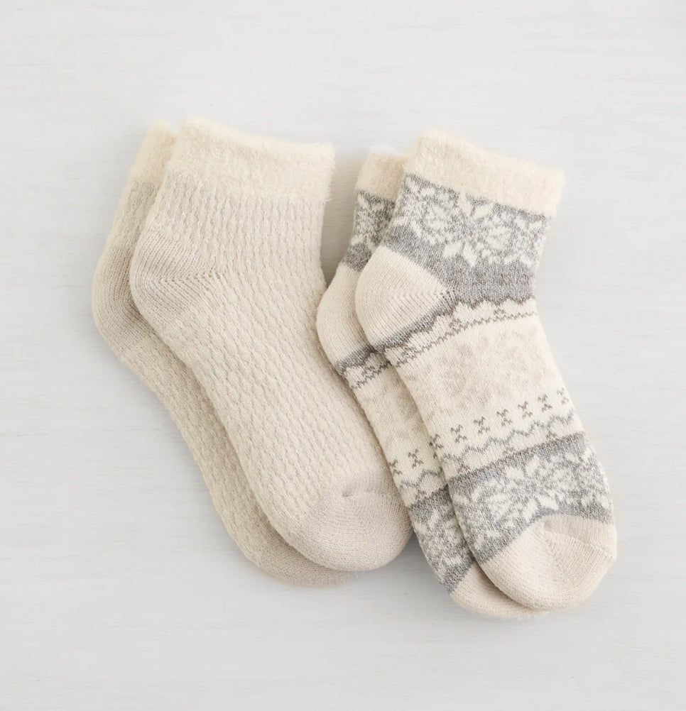 LEMON 2PK NON TERRY SNOW DAY DOUBLE LAYER LOW CUT SOCKS