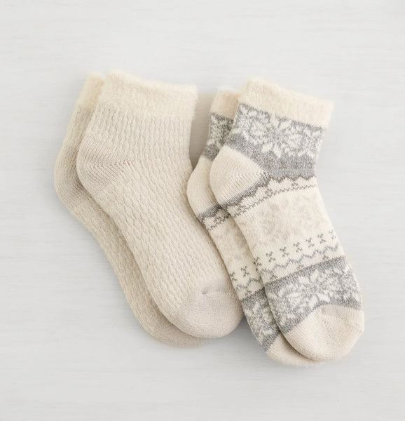 LEMON 2PK NON TERRY SNOW DAY DOUBLE LAYER LOW CUT SOCKS