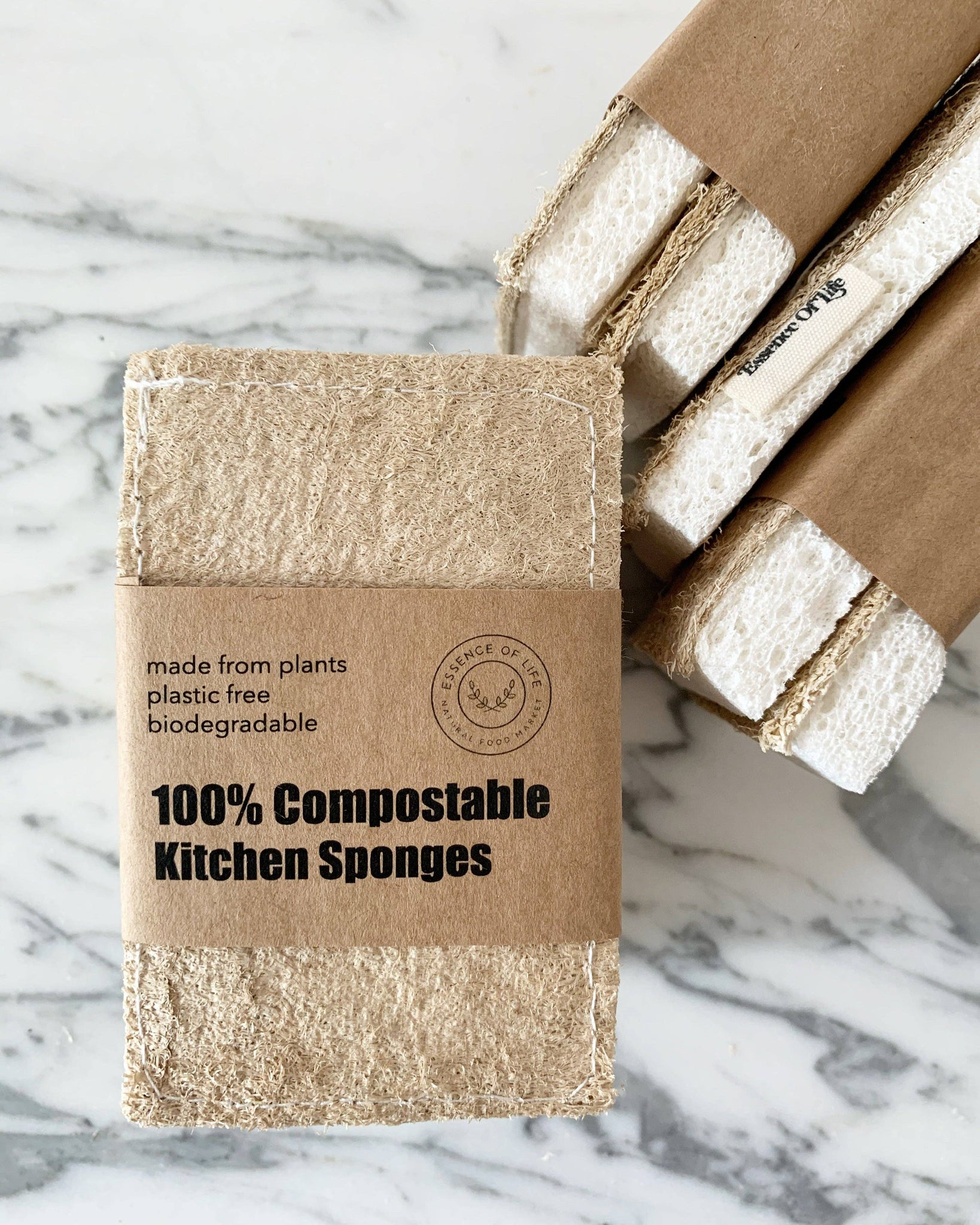 Essence of Life Organics 100% Compostable Kitchen Sponges, 2 pack