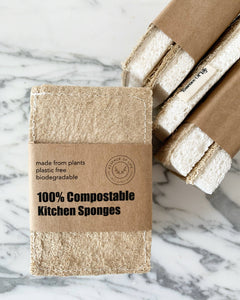 Essence of Life Organics 100% Compostable Kitchen Sponges, 2 pack