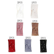 12pk Pearls Deco Knitted Bow Twist Turban Headband