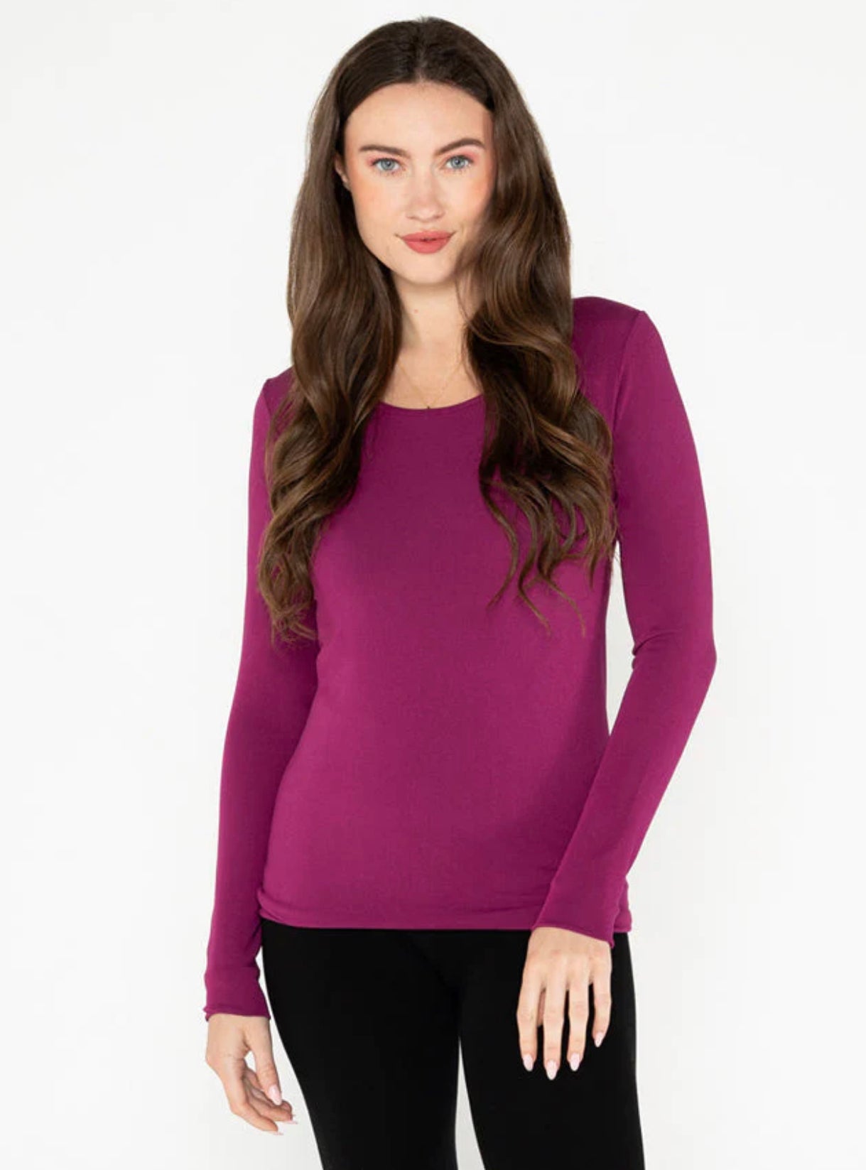 C'EST MOI BAMBOO LS SCOOP NECK TOP