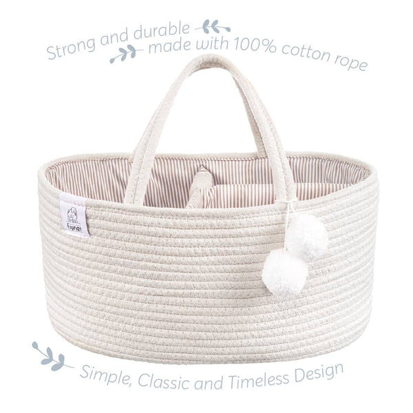 FEPHAS Rope Diaper Caddy- Off-white
