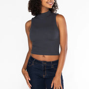 C'EST MOI BAMBOO RIB MOCK NECK SHORT SLEEVE