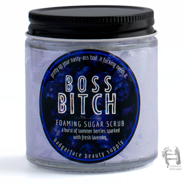Badgerface Blackberry Lavender Foaming Sugar Scrub. Natural Body Scrub.