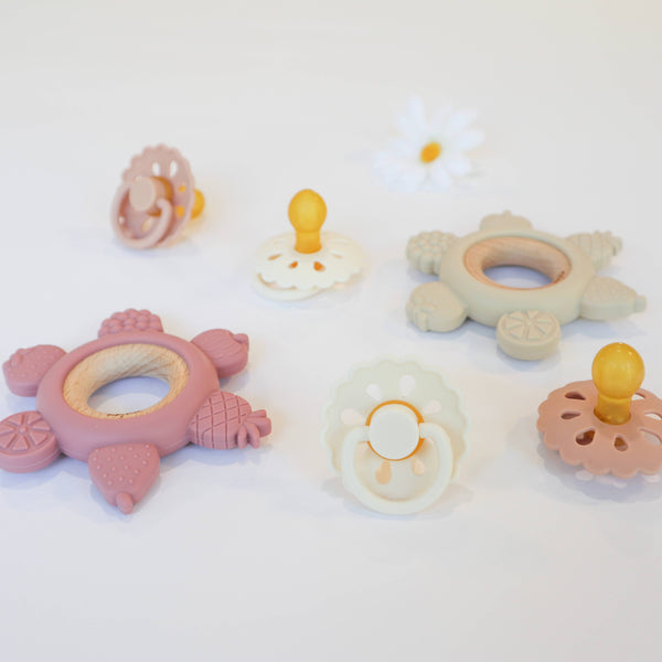 Baby Bliss Fruit Teether Ring - Dusty Rose