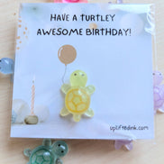 UNLIFTED INK Mini Birthday Card with Glow-in-the-Dark Turtle Cute balloon