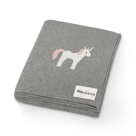 Bleu La La 100% Luxury Cotton Swaddle Receiving Baby Blanket - Unicorn
