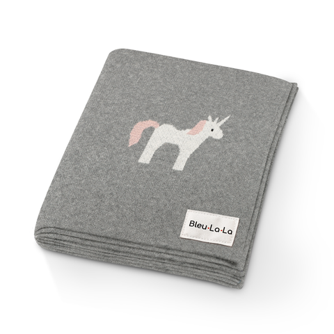 Bleu La La 100% Luxury Cotton Swaddle Receiving Baby Blanket - Unicorn