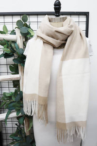 LOVE & REPEAT Two Tone Plaid Cashmere Scarf With Tassel