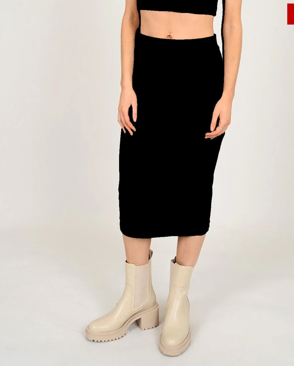 RD STYLE Tanira Midi Skirt | Black