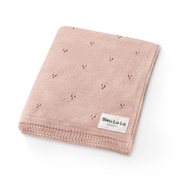 Bleu La La 100% Organic Cotton Pointelle Swaddle Receiving Baby Blanket