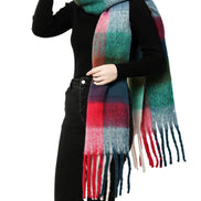 JC SUNNY FASHION Oversized Colorful Cozy Long Fringe Fuzzy Scarf