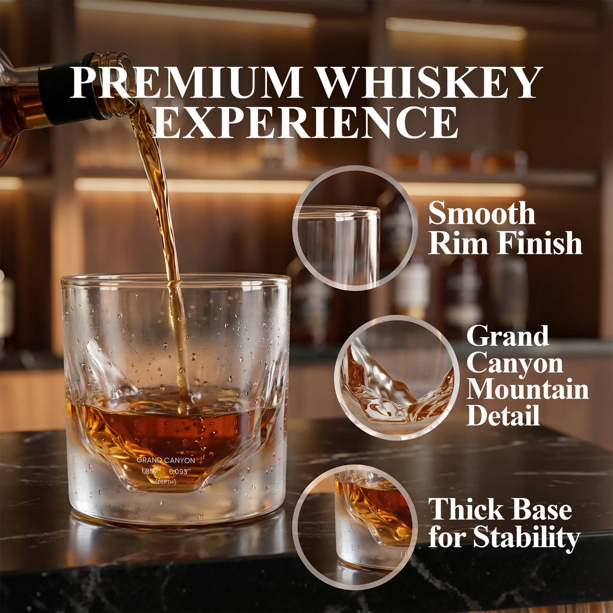 Grand Canyon Crystal Whiskey Glasses, Set of 2
