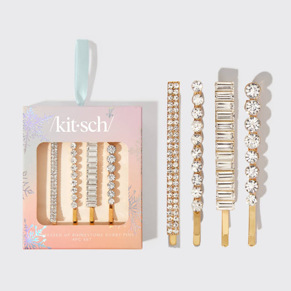 KITSCH Holiday All Dressed up Rhinestone Bobby Pins 4pc Set