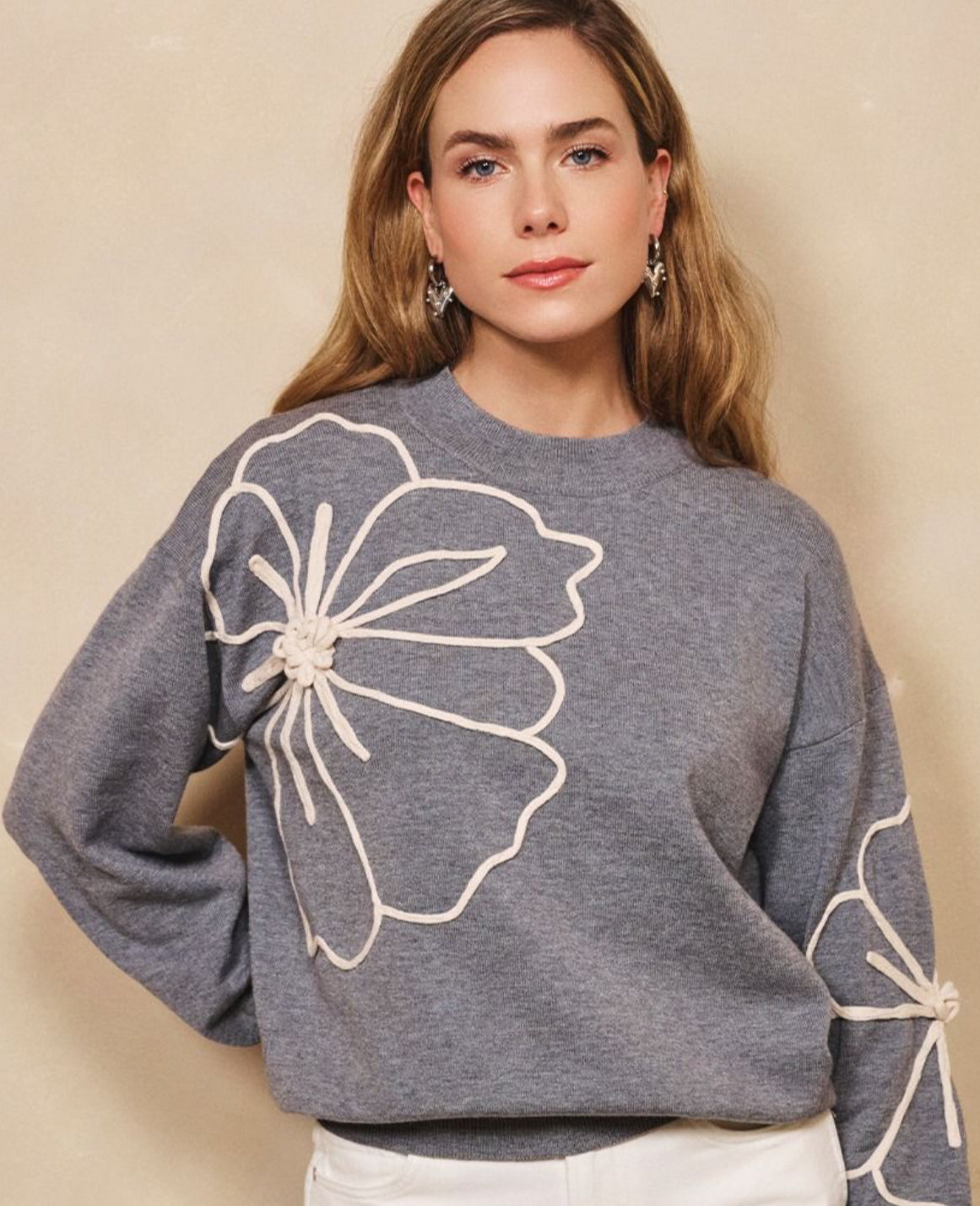 ESQUALO Sweater tape flower patch
