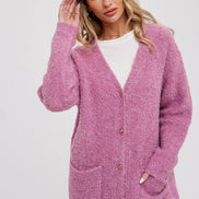 BLUIVY BUTTONED BOUCLE CARDIGAN