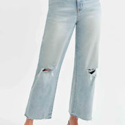 DAZE PLEASER - HIGH RISE WIDE LEG-CHARISMA DISTRESSED