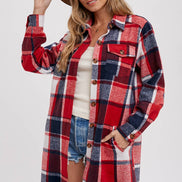 BLUIVY FLANNEL PLAID LONGLINE SHACKET
