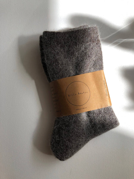 BILLY BAMBOO FLUFFY ANGORA SOCKS - NEUTRAL