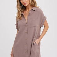 BLUIVY BUTTON UP SHIRT DRESS WITH POCKET