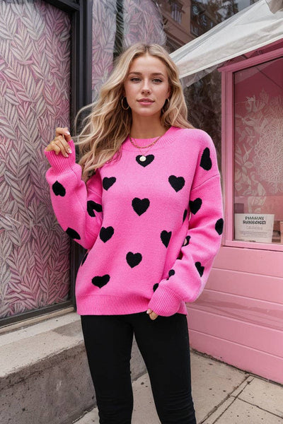 Valentine's Day Love Plus-Size Loose Cross Pullover Knit Sweater