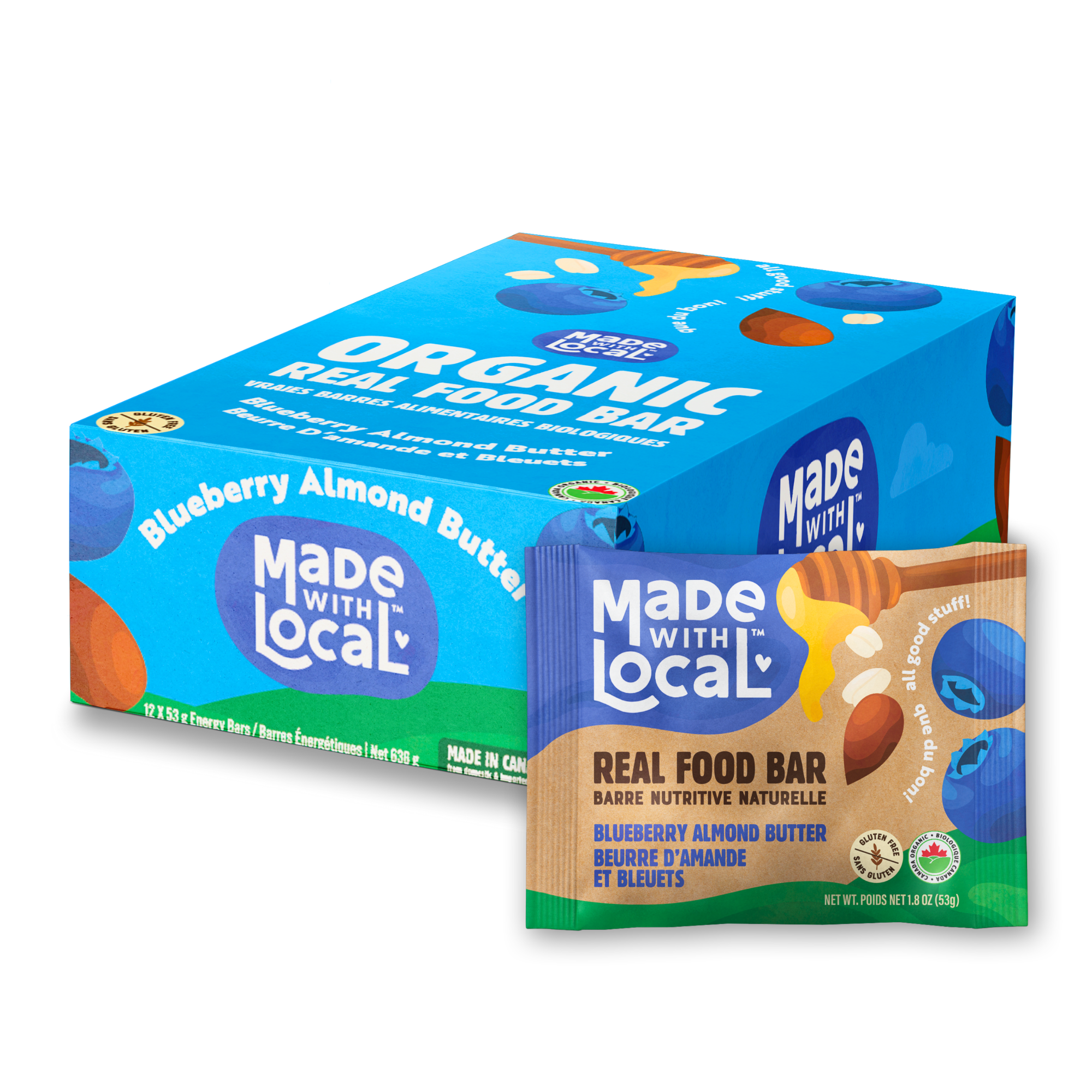 MADE WITH LOCAL Blueberry Almond Butter | Organic Real Food Bar