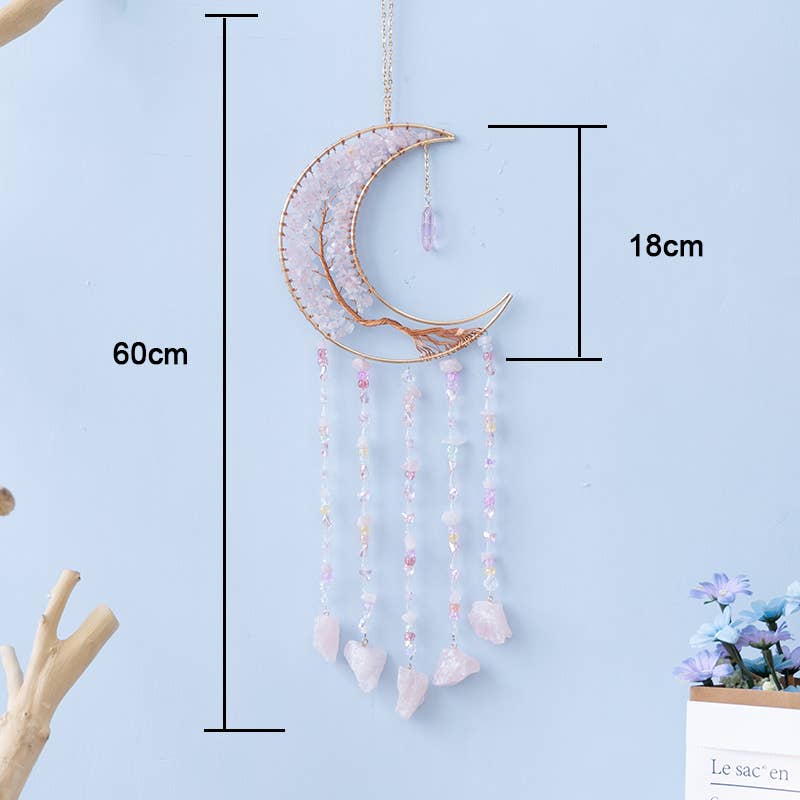 Crystolver 60cm Crystal Tree of Life Moon Dreamcatcher