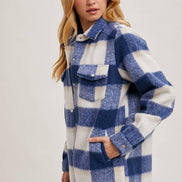 BLUIVY PLAID BRUSHED FLANNEL SHACKET