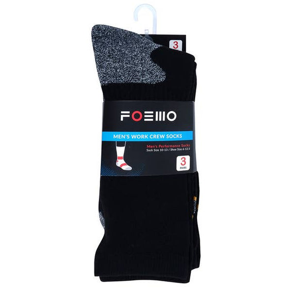 3-Pack Men's Black Heavy Duty Crew Socks