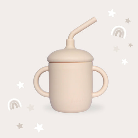 Baby bliss Sippy Cup with Straw, Spill-Proof & Anti-Stain - Almond
