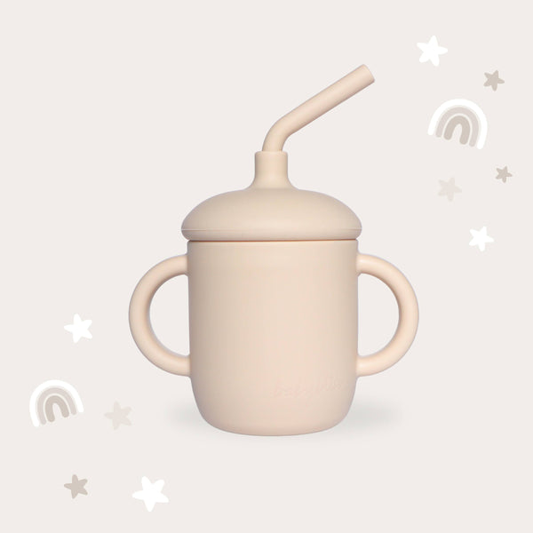 Baby bliss Sippy Cup with Straw, Spill-Proof & Anti-Stain - Almond