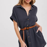 BLUIVY BUTTON UP SHIRT DRESS WITH POCKET