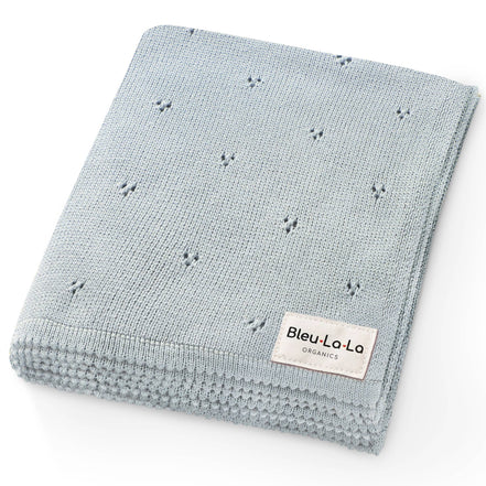 Bleu La La 100% Organic Cotton Pointelle Swaddle Receiving Baby Blanket