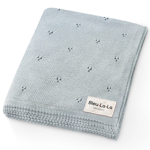 Bleu La La 100% Organic Cotton Pointelle Swaddle Receiving Baby Blanket