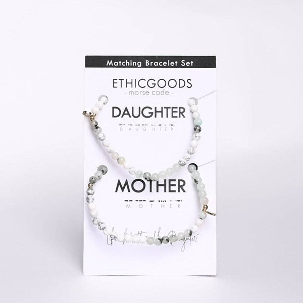 Morse Code Matching Set Beaded Bracelet | Mother & Daughter